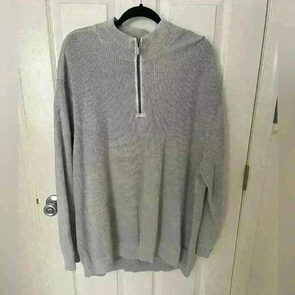 Vintage Tommy Bahama Sweater Adult Men's 4XB Gray 1/4 Zip Pullover Long Sleeve - Picture 1 of 10